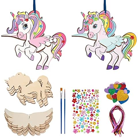 SUNYOK 8 Pack Arts and Crafts Kits for Kids, Kids Craft for Girls Boys Toys Age 3-12 DIY Paint and Build Your Own Wooden Unicorn Crafts Set Cover