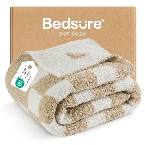 Bedsure GentleSoft Checkered Throw Blanket for Couch -...