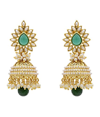 YouBella Traditional Copper Pearl Jhumki Earrings for Girls/Women (White) (Green) (B01CD3FKSS) Amazon Price History, Amazon Price Tracker