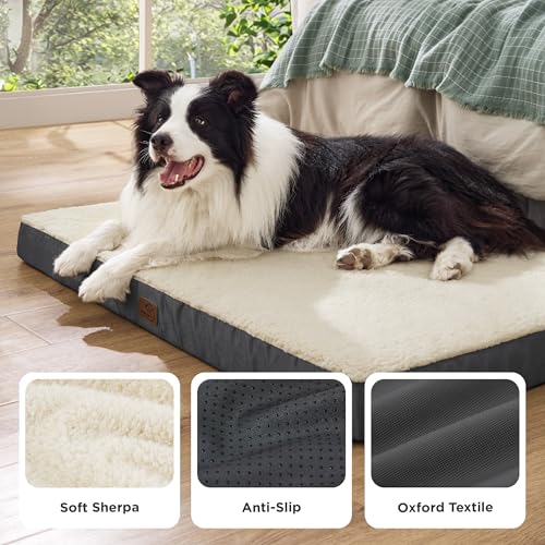 Bedsure Dog Beds Large Sized Dog - Orthopedic Flat Pet Beds with Removable Washable Cover, Egg Crate Foam Puppy Mat, Suitable for Pet Up to 65 lbs - Image 5