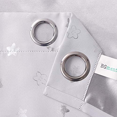 Image of BGment Kids Curtains for Nursery, Short Star and Moon Room Darkening Curtains for Bedroom 54 Inch Long, Blackout Thermal Insulated Window Drapes for Boys Girls, Greyish White, 42 Wide, 2 Panels