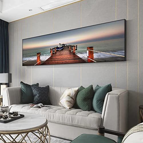 Toile paysage pont en bois Toralf, affiche de qualité supérieure pour salon