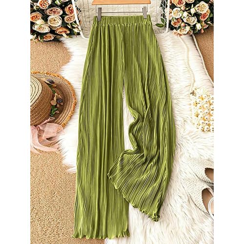 High-Waisted Striped Pressed Pleat Casual Loose Wide Leg Straight Flowing Draped2