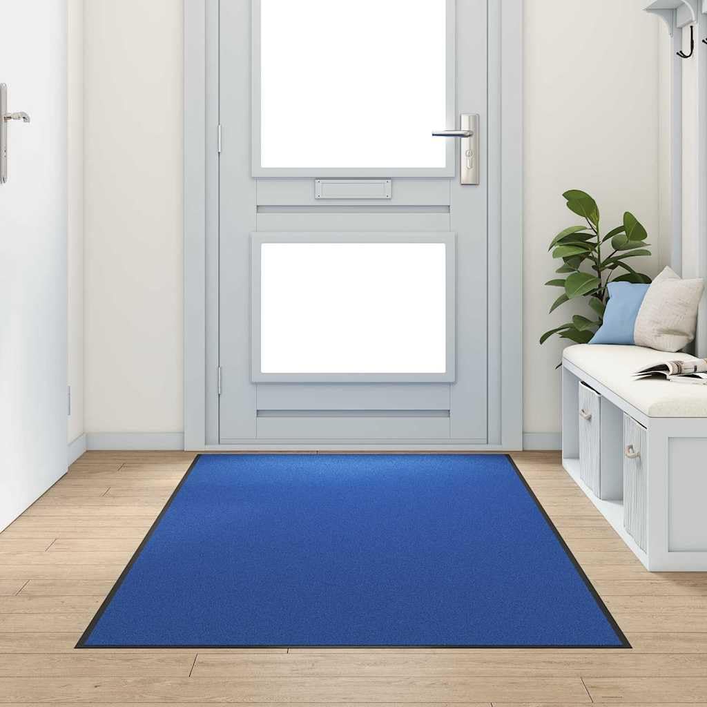 Paillasson bleu noir 120 x 250 cm en polyamide antidérapant pour l'entrée de la maison
