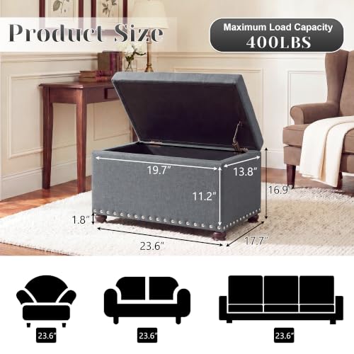 Image of Joveco 24 inch Ottoman with Storage,Fabric Tufted Storage Ottoman with Legs