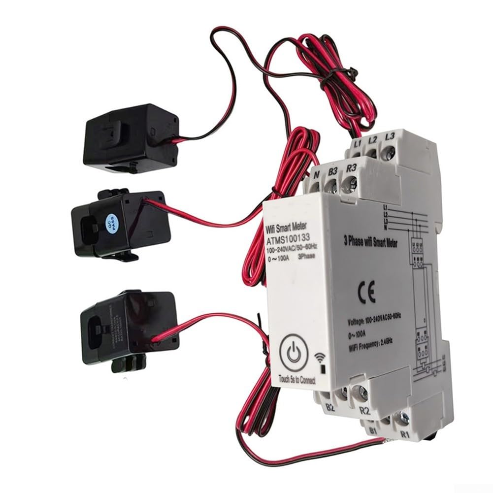3-Phasen-WIFI-Smart-Messgerät, für Tuya WIFI 3-Phasen-Smart-Energiezähler Leistungsmonitor mit Stromwandler, für Haushaltsgeräte/Solar/Netzmessung