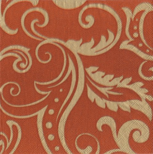 Entertaining with Caspari Set of 2 Filigree Paper Lunch Napkin Package, Spice