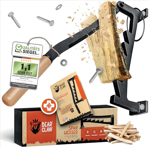 BearClaw Holzspalter manuell - Anzündholz Spalter zur Wandmontage - Handholzspalter, Spanmesser, Wand Holzspalter, Spalter Holz - Indoor & Outdoor Holz spalten - inkl. Anleitung - mit Holzgriff BearClaw Holzspalter manuell - Anzündholz Spalter zur Wandmontage - Handholzspalter, Spanmesser, Wand Holzspalter, Spalter Holz - Indoor & Outdoor Holz spalten - inkl. Anleitung - mit Holzgriff