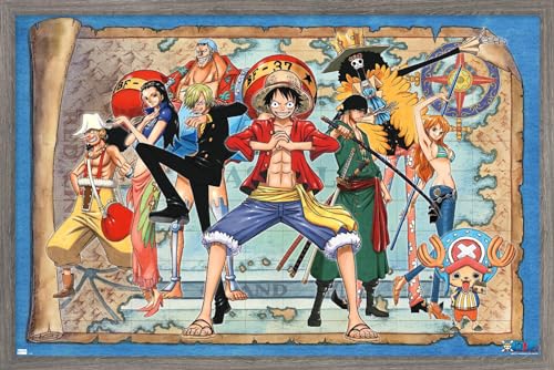 Trends International One Piece - Group Map Wall Poster, 14.72" x 22.37", Barnwood Framed Version
