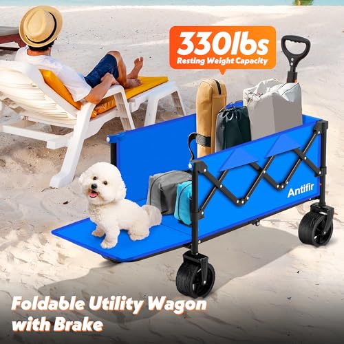 Antifir YH07-036-L Collapsible Folding Wagon Cart With Tailgate,330Lbs Resting Weight Capacity Beach Wagon thumb #1
