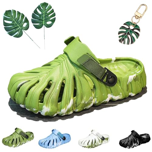 Generic Monstera Slippers, Women's Adult Unisex (Women's Fit) Green/Black/White/Blue Leaf Slides, 2024 New Anti-Slip EVA Slippers for Casual Wear, Beach/Poolside, Spa/Hotel, Travel, Outdoor Activities