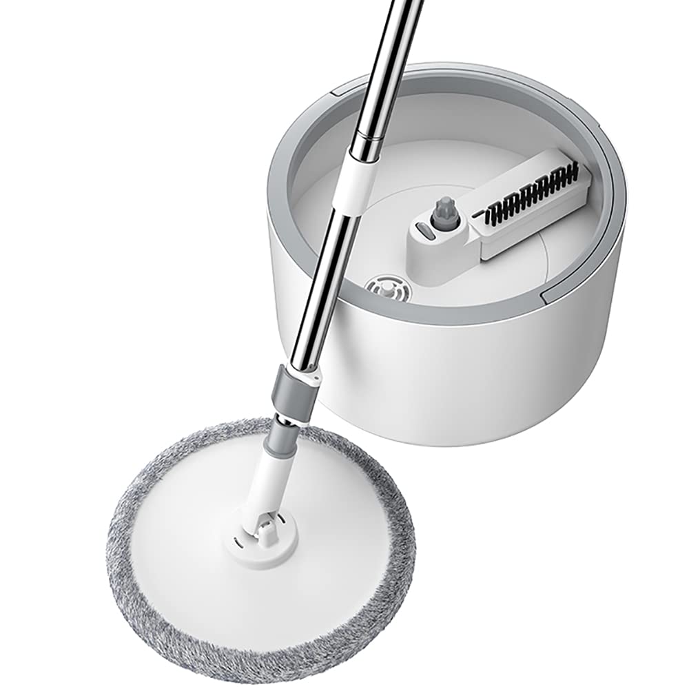 Mop and Bucket Floor Cleaning System with Water Filtration Spinner - Dry Wet Self Wringing - Reusable Microfiber Flat Mop for Wood, Hardwood, Laminate, Tile, Ideal for Pet Owner