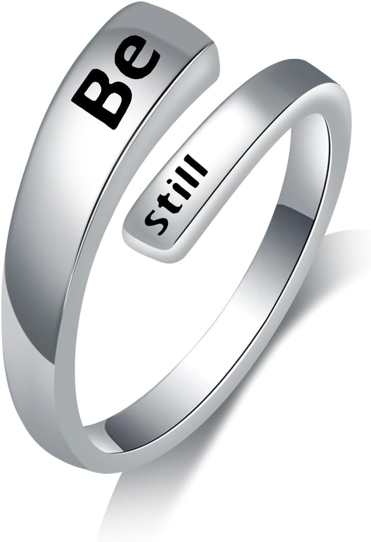 Adjustable Inspirational Rings for Women - 925 Sterling Silver Hope Rings Faith Spiritual Encouragement Jewelry Gift for Daughter Mom