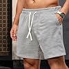 Men's Running Shorts, Oversized Waffle Knit Short, Elastic Waist Drawstring Hiking Shorts, Quick Dry Athletic Short with Pockets, Summer Gym Workout Sweatpants, Comfy Pajama Trunks 2Xl-5Xl Grey #1