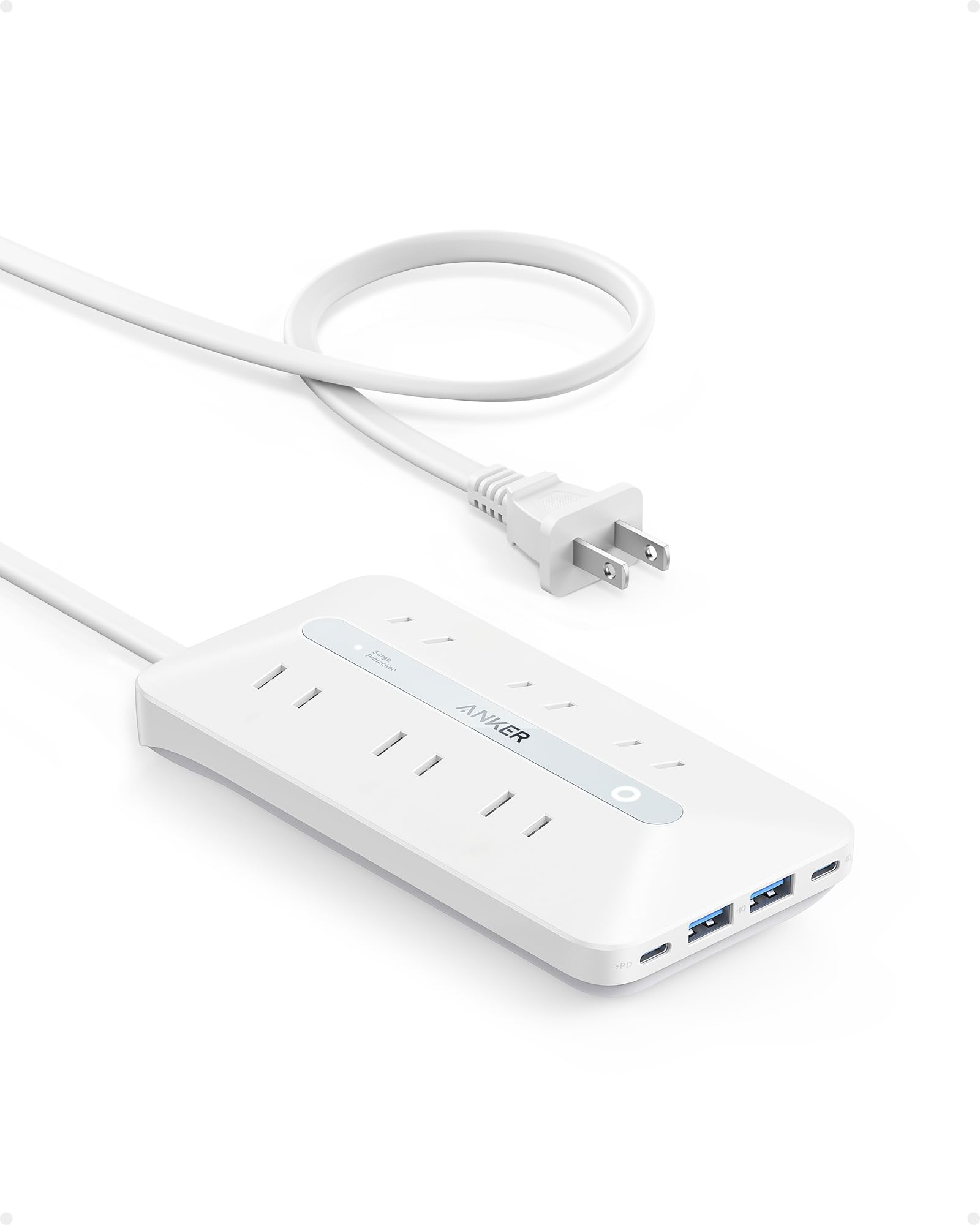 Anker USB Power Strip (10-in-1, 20W) (電源タップ 6個口 延長コード 1.5m USBタップ AC差込口/USB-C/USB-A)【PSE技術基準適合/USB Power Delivery対応 】MacBook PD対応 Windows PC iPad iPhone Galaxy Android スマートフォン ノートPC 各種 その他機器対応