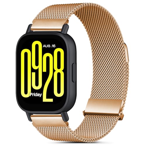 CHANRASI Correa 22mm Compatible con Correas Xiaomi Redmi Watch 5 Active/5 Lite,Pulsera Magnética Ajustable para Redmi Watch 5 Active/5 Lite,Bracelet Metalica de reloj Oro rosa