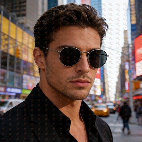 Image of Kursan Small Round Metal Polarized Sunglasses for Men Women Mirrored Lens Classic Circle Sun Glasses