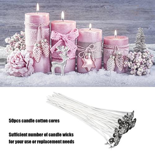 Pavio para Velas Pré-encerado, 50 Peças 20cm Aba Sustentadora de Metal Com Baixa Fumaça para Fazer V