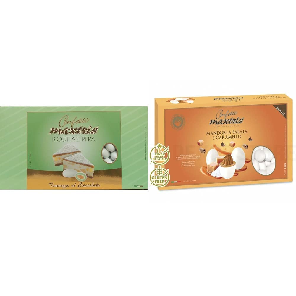 Confetti Maxtris, Confetti Italiani Di Mandorla, Ricotta E Pera & Mandorla Salata E, Caramello