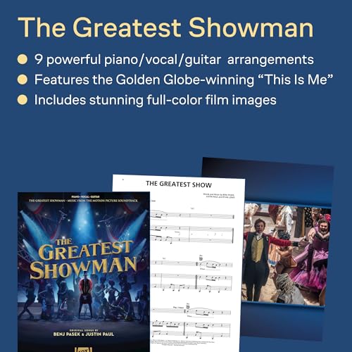 The Greatest Showman - Piano/Vocal/Guitar Songbook | Official Movie Soundtrack Sheet Music for Intermediate Players | 9 Songs by Pasek and Paul | Music Book for Practice, Performance, and Teaching