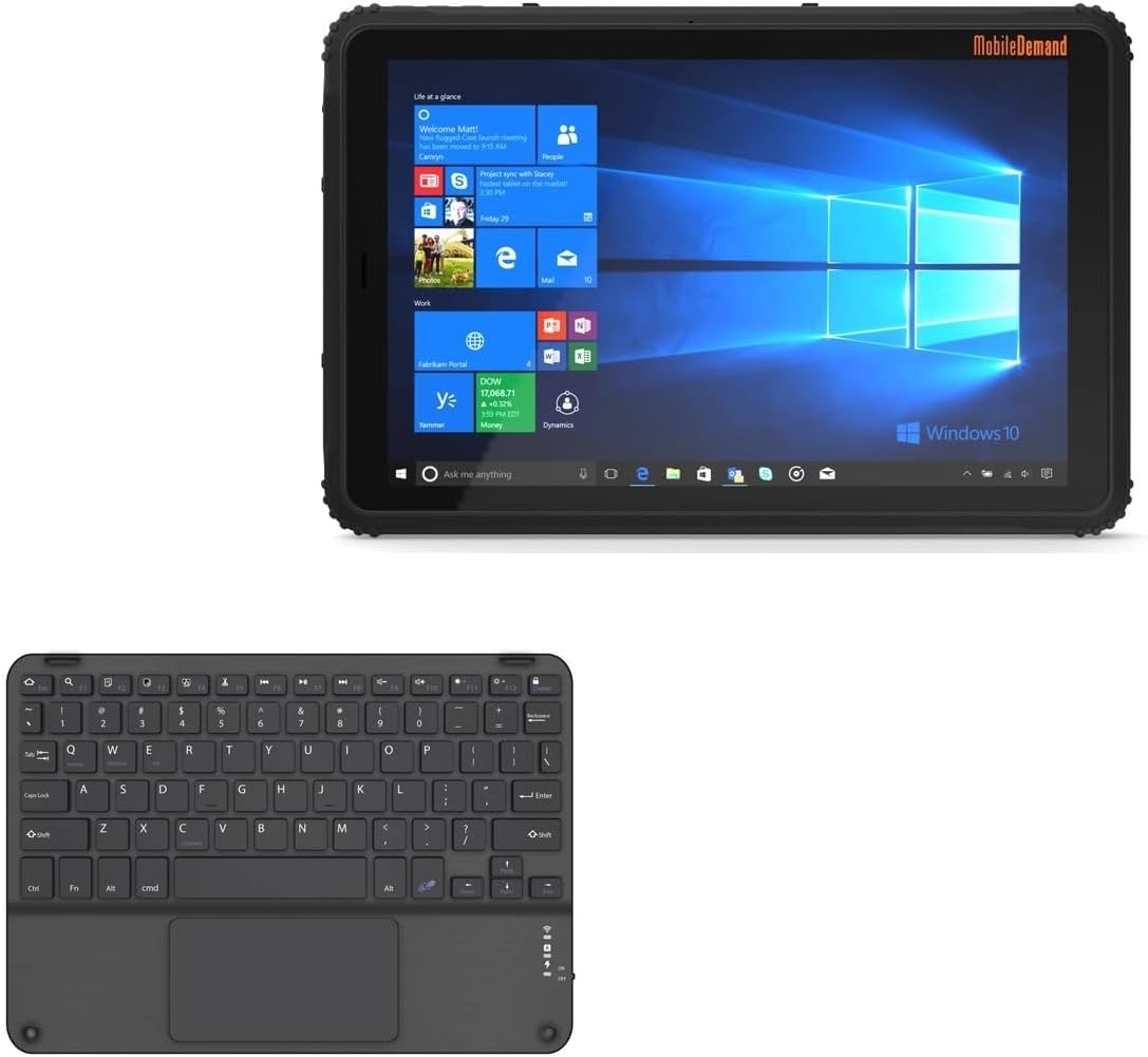 BoxWave Keyboard Compatible with MobileDemand T1540 Rugged Tablet - SlimKeys Bluetooth Keyboard with Trackpad, Portable Slim TouchPad - Jet Black