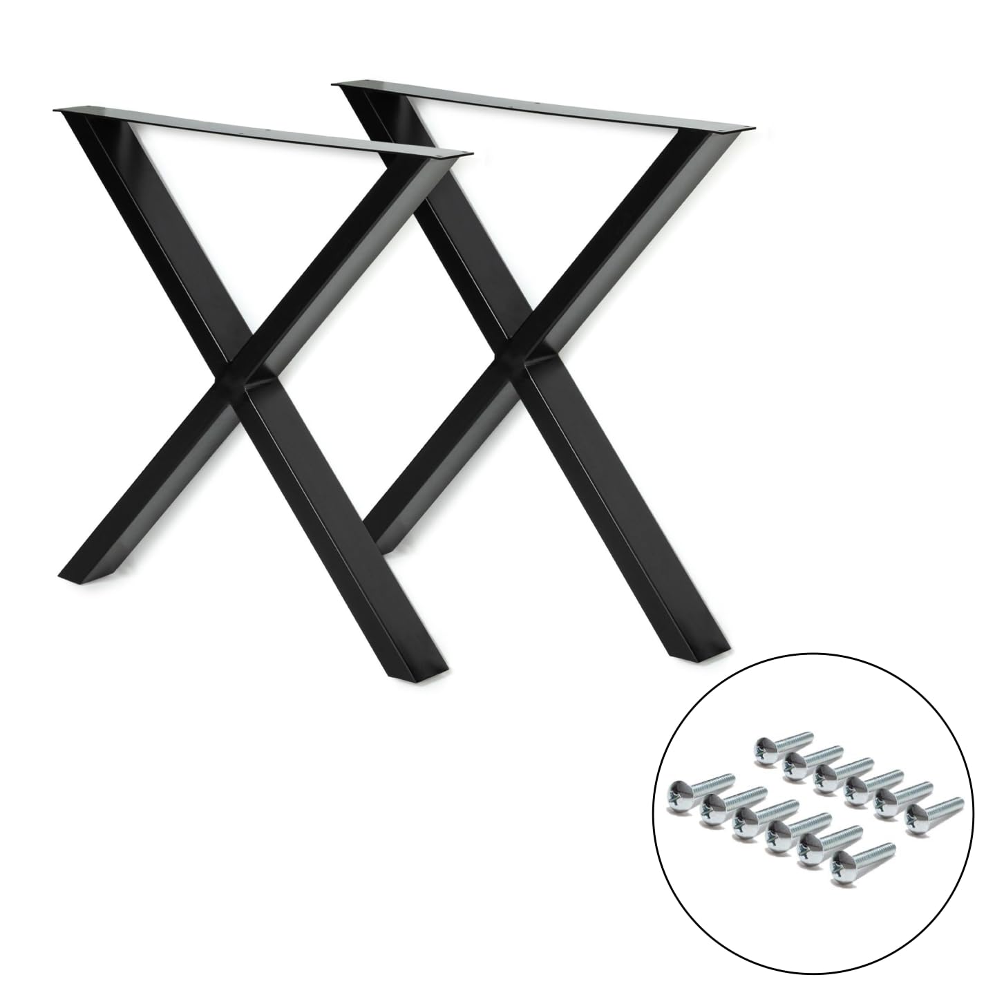IDMarket - Lot de 2 Pieds de Table Forme X 72x73 cm Noir Design Industriel