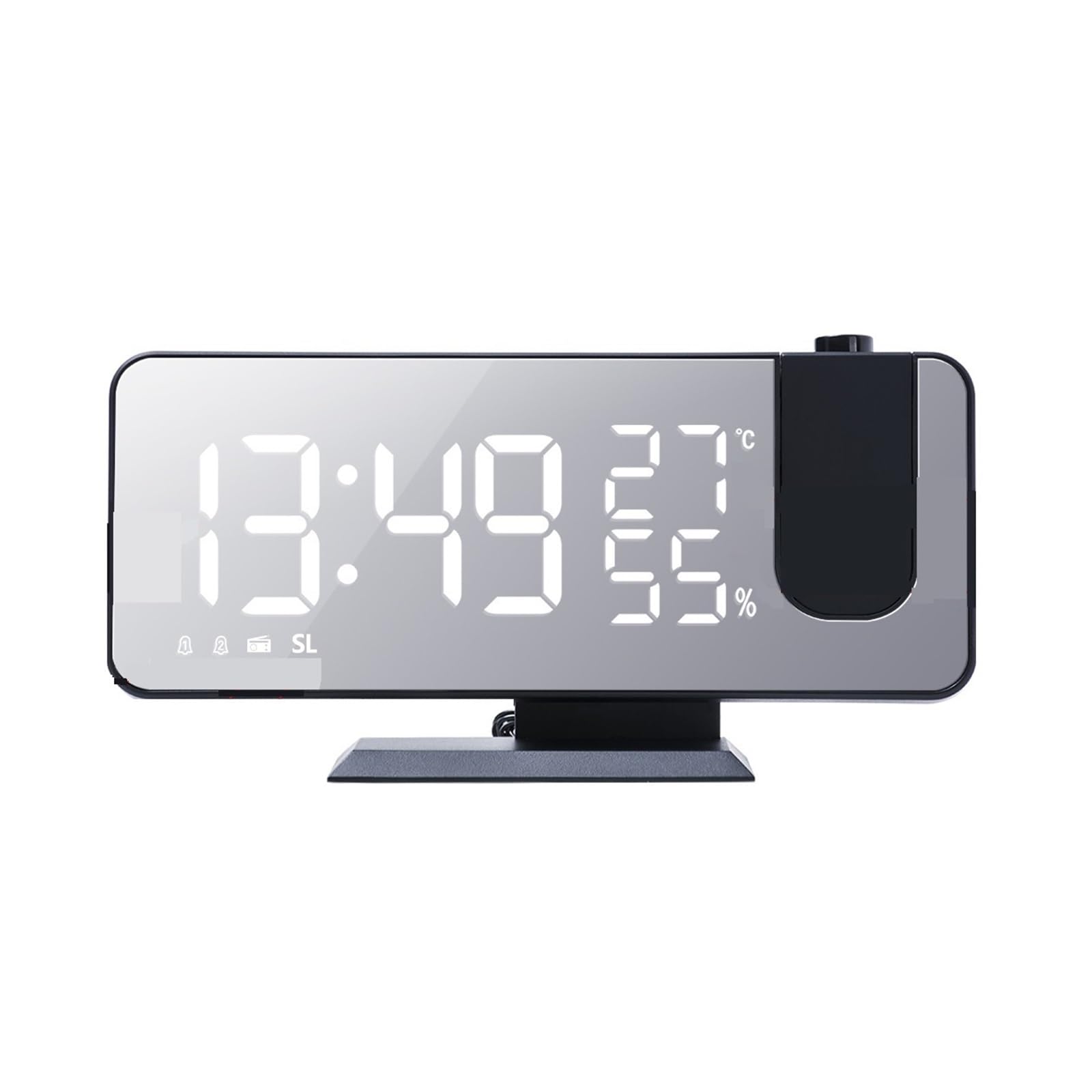 KOESRXNQW LED Digital Smart Alarm Clock Watch Table Electronic Desktop Clocks USB Wake Up With 180° Time Projection Snooze Clear Projection(Black A)