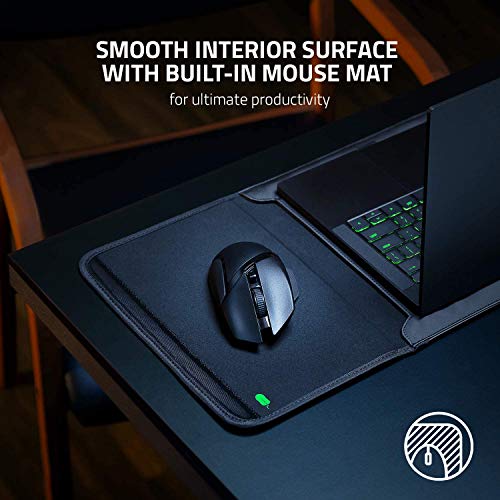 Image of Razer 15 inch Protective Laptop Sleeve: Scratch & Water-Resistant - Padded Interior Lining - Snag-Free Velcro - Flip-Out Mouse Mat - Classic Black, RC21-01580100-R3M1