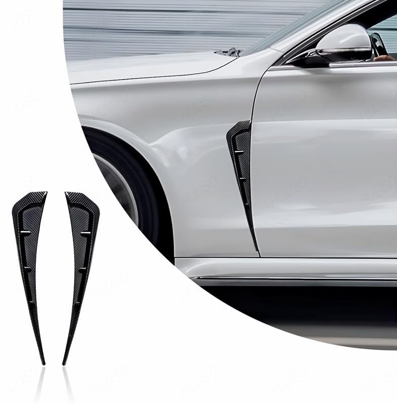 HUUSO 2 Pack Car Air Flow Vent Fender Trim TCM Sleek Carbon Black Car Styling Fender Hood Decorative Side Aero Decal Sticker Compatible with Maruti Zen (2003-2006)