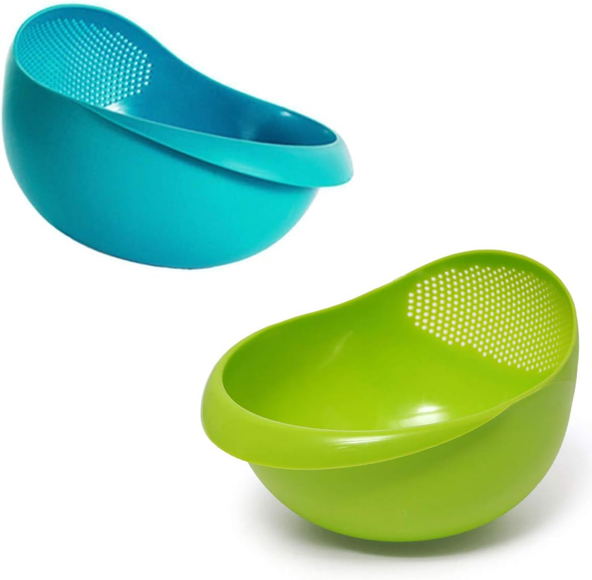 DeoDap Plastic Rice Bowl Strainer, Standard Size, Multicolour -2 Pieces