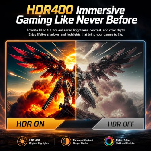 Image of GTek 27 Inch 320Hz /300Hz Gaming Monitor, 2K QHD 2560x1440 Fast IPS, 1ms MPRT, FreeSync, HDR400, HDMI 2.1 /DP 1.4, Height Adjustable Monitor for PC, PS5 & Xbox