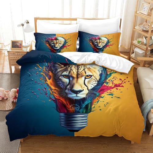 Linge de lit guépard 3D en microfibre micro-aérée haute densité Super King