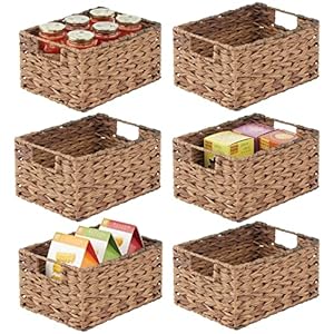 mDesign Woven Farmhouse Kitchen Pantry Food Storage Organizer Basket Bin Box - Container Organization for Cabinets, Cupboards, Shelves, Countertops - Store Potatoes, Onions, Fruit, 6 Pack, Brown Ombre mDesign Woven Farmhouse Kitchen Pantry Food Storage Organizer Basket Bin Box Container Organization for Cabinets Cupboards Shelves Countertops Store Potatoes Onions Fruit 6 Pack Brown Ombre