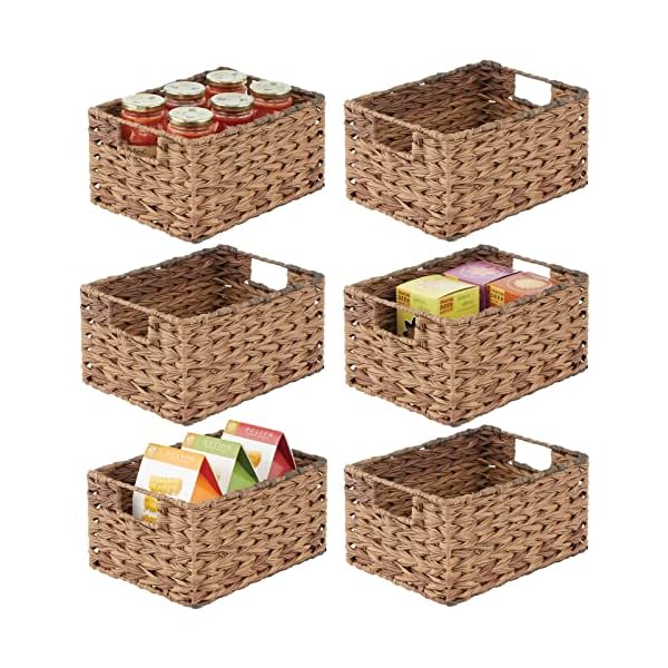 mDesign Woven Farmhouse Kitchen Pantry Food Storage Organizer Basket Bin Box - Container Organization for Cabinets, Cupboards, Shelves, Countertops - Store Potatoes, Onions, Fruit, 6 Pack, Brown Ombre mDesign Woven Farmhouse Kitchen Pantry Food Storage Organizer Basket Bin Box - Container Organization for Cabinets, Cupboards, Shelves, Countertops - Store Potatoes, Onions, Fruit, 6 Pack, Brown Ombre