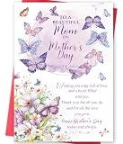 MOROLURU Mother's Day Card for Mom, Happy Mother's Day Mom Gift, Floral Butterfly Greeting Card for a Beautiful Mother