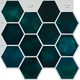 CRE8TIVE Vinilo Pared Cocina hexágono Azulejos Adhesivos Cocina Efecto Marmol Vinilo Adhesivo Suelo Efecto 3D Lavadero Azulejos Adhesivos Adhesivas Pared Cocina Decoración 30.5cm x 30.5cm 16 Piezas