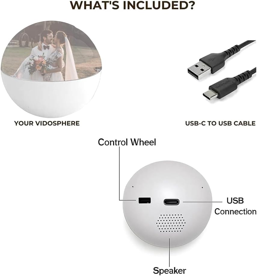 Crystal Ball Video Player Uploadable Video Storage Sphere for Kids Adults-for Celebration, Birthday, Wedding Memories