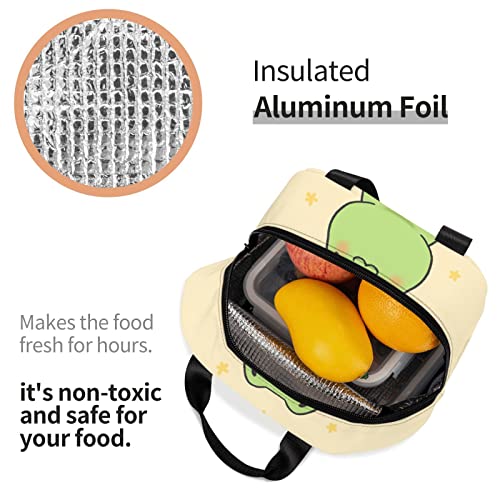 Senheol Cute Frog Cartoon Print Lunch Box, Kawaii Small Insulation Lunch Bag, Reusable Food Bag Lunch Containers Bags For Women Men #TOP5