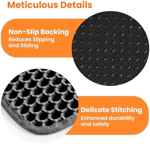Petinstinct Cat Litter Mat, 60x45cm Large Honeycomb Double Layer Cat Litter Mat Trapper, Non Slip Waterproof Urine Proof Cat Litter Box Mat for Floor, Cat Supplies and Essentials, Black — view 7
