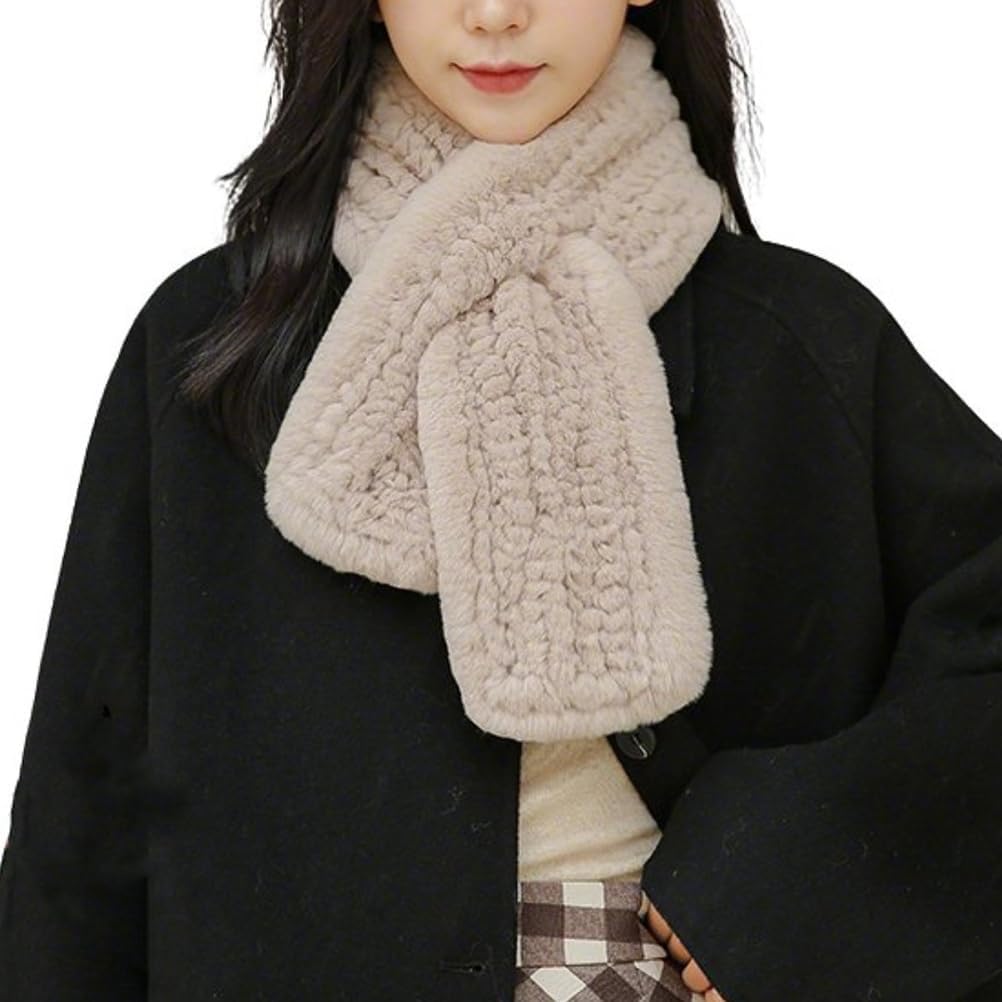 Women's Faux Fur Collar Scarf Winter Fluffy Cold Weather Lady Neck Warmer Solid Color Fashion Casual Scarves