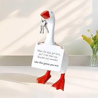 WUXULIFE Desk Goose 7 inch Cute Mini Desktop Goose Statue with Three Positive Cards Funny Goose Figurine Table Decor House Warming Christmas Birthday Gifts(Positive)