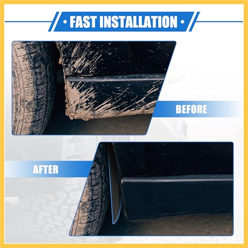 Image of Mud Flaps Kit Compatible for Ford Explorer 2011-2019, Quality Plastic Black Front and Rear Splash Guards Auto Replacement Parts