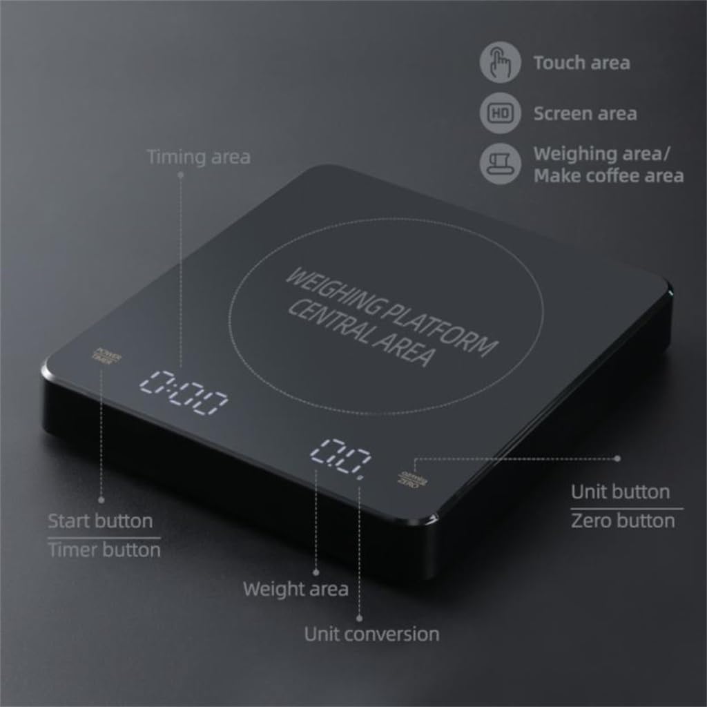 JFDBGU Coffee Electronic Scales Pour Over Espresso 3kg 0.1g LED Auto Timer Smart Kitchen Scale