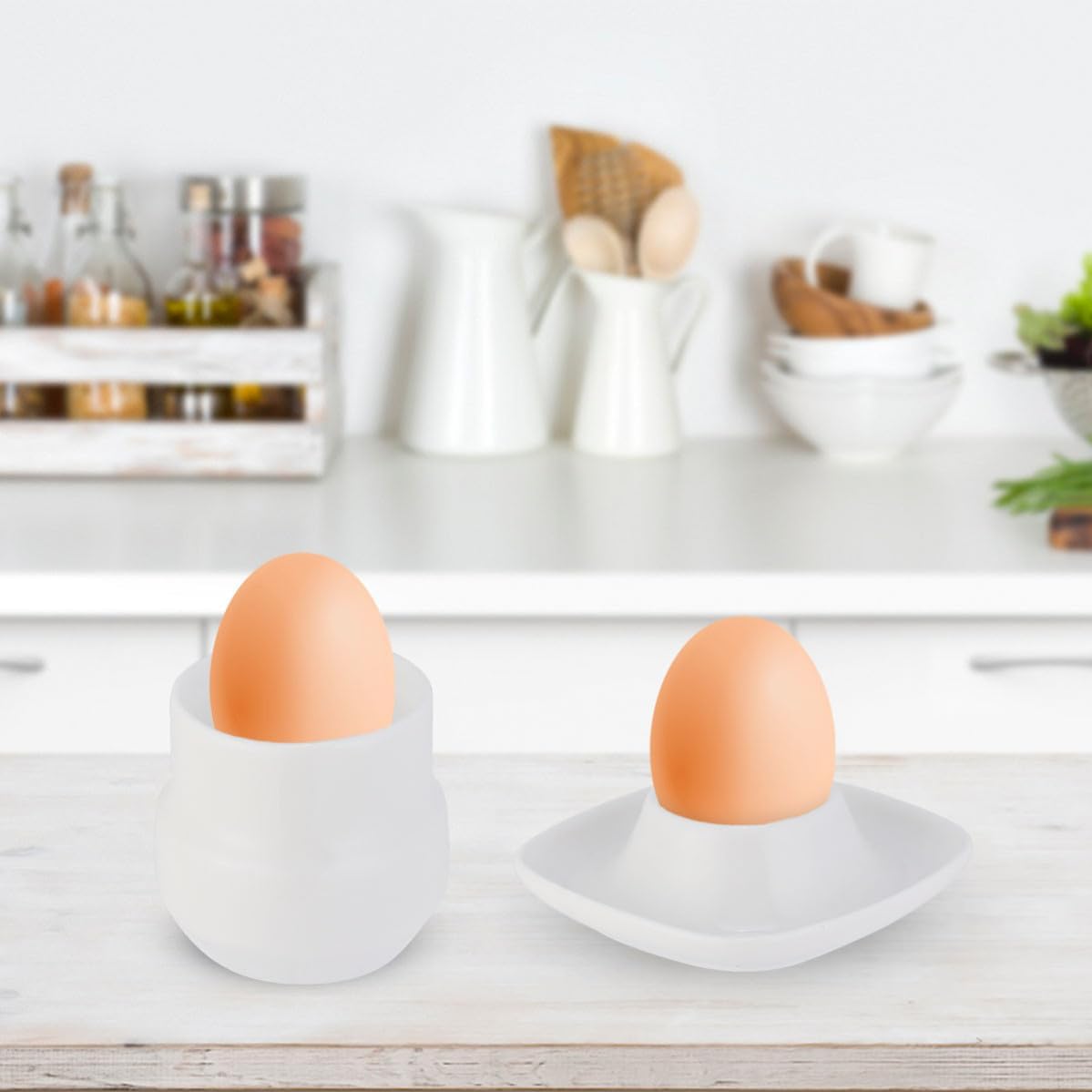 2pcs Ceramic Egg Cups for Soft-boiled or Duck Eggs, White