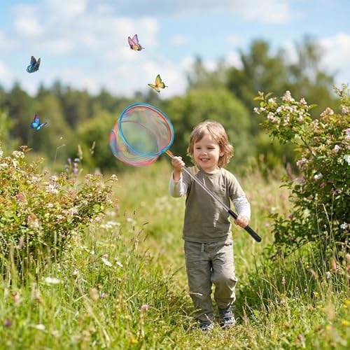 Image of Goaste 3 Pack Kids Fishing Net, Telescopic Lightweight Landing Net, Bug Insect Catching Net with Stainless Steel Pole Handle for Kids Outdoor Playing, Extendable from 26 inch to 67.5 inch