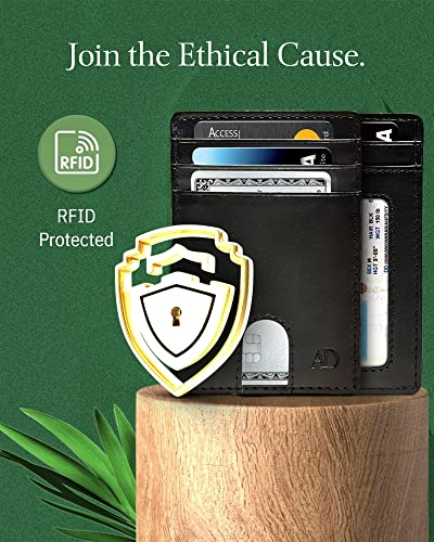 Image of Slim Minimalist Wallets For Men - Vegan Leather Front Pocket Thin Mens Wallet RFID Credit Card Holder Gifts For Men