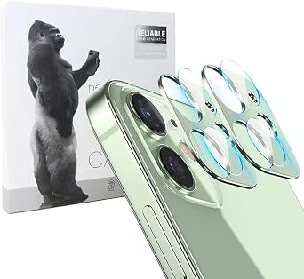 2 Piece Set 2021 Improved Model Aluminum Alloy iPhone 12 Camera Film, iPhone 12 Full Camera Protection, Lens Cover, Full Protection, 9H Hardness, Scratch Resistant, High Clarity, Splashproof, Dustproof, Ultra Thin, One-Piece Feel, Improved Lens Protection, Aluminum Cover Green