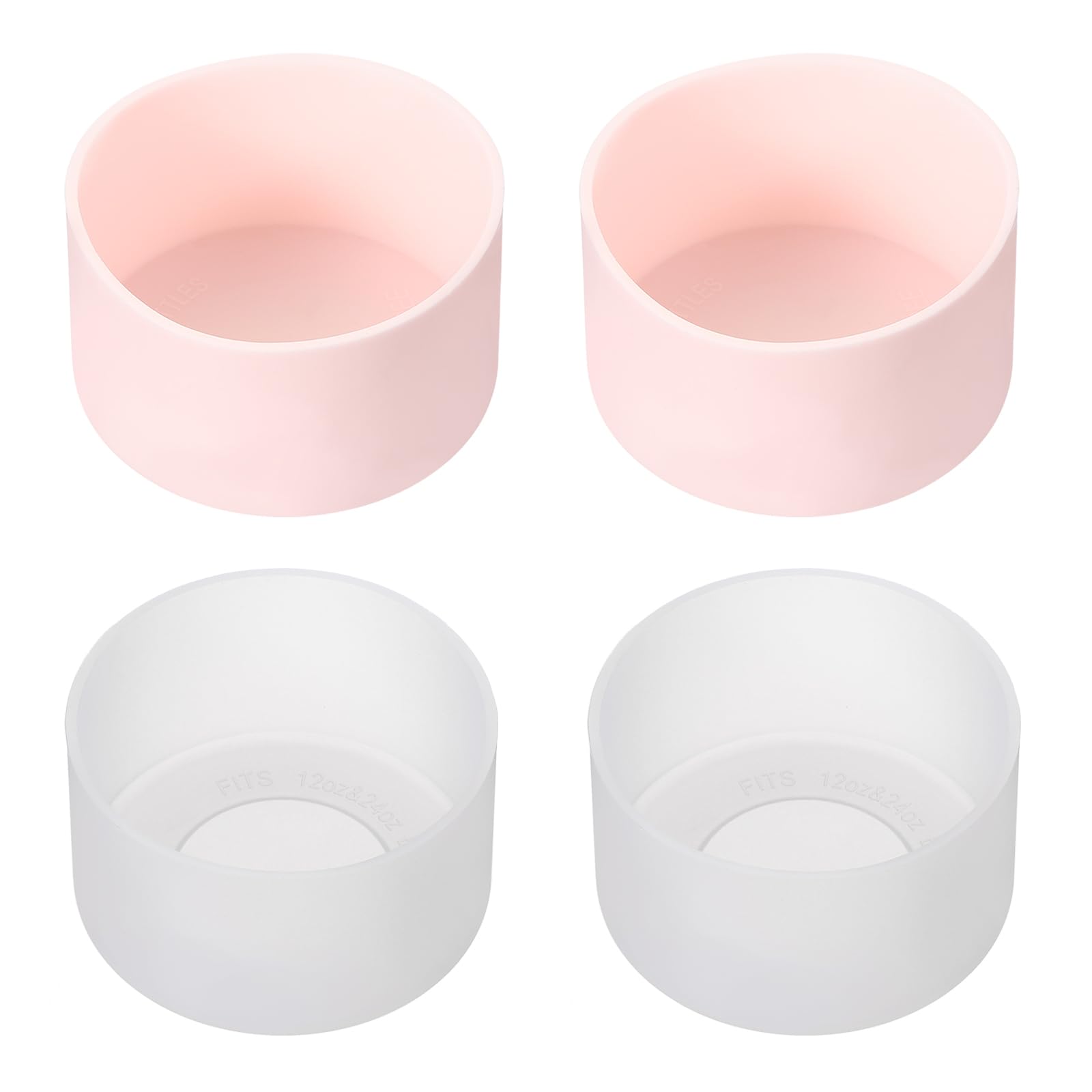 PATIKIL Silicone Boot for Tumbler Boot, 4Pcs Bottom Sleeve Protector Protective Sleeve for Water Bottle Car Travel Cup, Transparent/Dark Pink