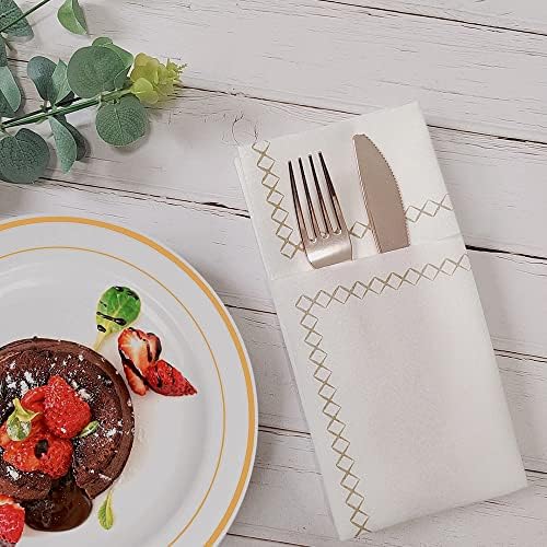 JINYUDOME Disposable Guest Towels, Linen Feel Hand Towels, Cloth-Like Paper Napkins, Soft, Durable, Absorbent Paper Hand Towel for Kitchen , Parties, Bathroom, Restaurant, Events, 100 Pack