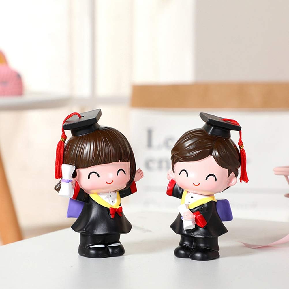 LUOZZY 2 Pcs Boy Girl Graduation Cake Topper 2025 Graduation Cupcake Decorations Tabletop Decor Party Favors Gifts